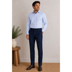 NWT JB Britches Mens Navy Blue Flat Front Dress Pants Trousers 38x32‎